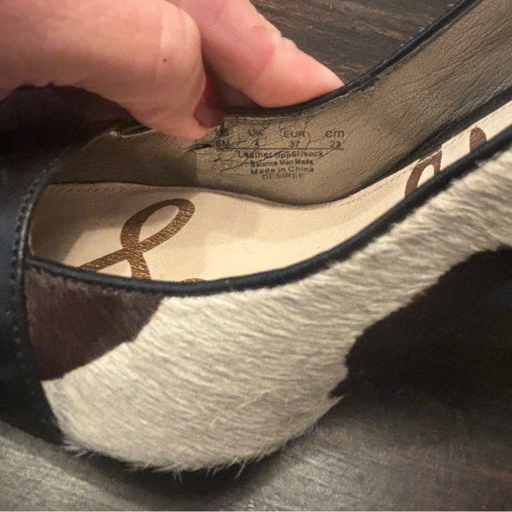 Sam Edelman Desiree Cow Print and Tan Heels -
Size 6 - Picture 8 of 9